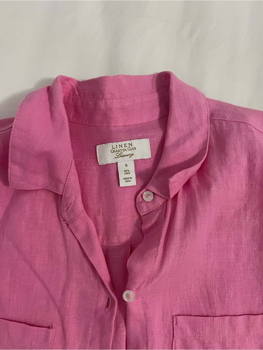 Charter Club Linen Button-Up Shirt and Pants set  - Pink